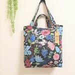 dailyトートバッグ チャコール鳥植物柄トート