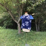 藍染め×浴衣リメイク チューリップのトップス