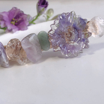 フラワーと天然石の一点物/ヘアクリップ/ゴールド