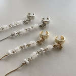 【シルバー】ファルファーレ付き ロングイヤーカフ(チェコビーズ)