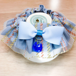 猫の首輪 シュシュタイプ チェックチュール ブルー