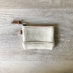 レザー アイボリー 革 ミニポーチ コインケース にも