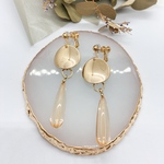 大ぶり クリアチャームのゆらゆら イヤリング 【クリアベージュ】 ピアスへ変更OK