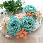 ≪つまみ細工≫*Blue bouquet*バラ髪飾り 成人式・結婚式