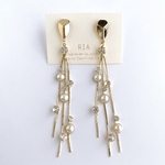 ♢gold pearlstonecharmピアス/イヤリング♢ ゴールドアクセサリー/パール/ストーン/チャーム/タッセル/チタン/大人/ウエディング/アレルギー対応