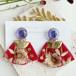 2way☆インド刺繍タッセル☆ガラスピアス☆イヤリング☆〜red〜