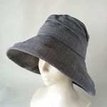 ラスト1 *再販* つば広帽子 シャーリング サイズ調整可能