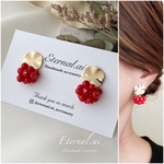 天然レッドコーラル(珊瑚) つぶつぶ ピアス