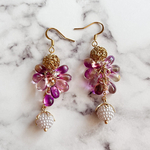 【セール中✨】ボリュームチェコガラスの ピアス (パープル) イヤリングへ変更OK