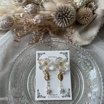 【ピアス/イヤリング】クリアフラワー×チェーン