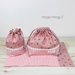 さくらんぼランチ3点セット お弁当袋・コップ入れ・ランチョンマット