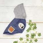 犬服 (大型犬)革タグ付きデニムニットパーカー♪(インディゴ)