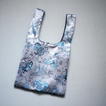 ミニトートバック シノワズリ柄 花鳥図 シルバーグレイ XSサイズ エコバッグ マルシェバッグ