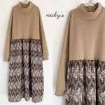 ニット&コーデュロイのすずらんワンピ♡