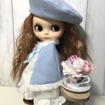 ☆anne☆ネオブライスアウトフィット ポンチョとベレー帽セット・水色