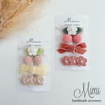 秋冬におすすめ❄️ ベビーヘアクリップおすすめ3点セットNo.1 ヘアクリップ ヘアゴム ヘアピン 赤ちゃんピン 赤ちゃんクリップ かぎ針編み リボン お花 さくらんぼ