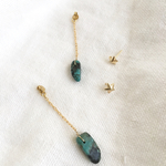 スターとターコイズチェーンデザインキャッチピアス