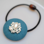 ぎゅぎゅっとパールのヘアゴム ブルーグリーン