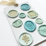 《特価》【 ブルー 9枚 シート set 】 シーリングスタンプシール / シーリングワックス / シーリング / 結婚式 / 招待状 / 席札 / 席次表 / コラージュ素材 / ラッピング