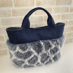 *訳あり【送料無料】ボア付き☆トートバッグ/よこ型 デニム&柄ボア