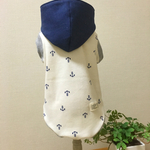 《Mサイズ完成品》イカリ柄のパーカー犬服