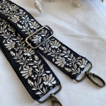 ★再販★太めブラックインド刺繍リボンショルダーストラップ(125cm)