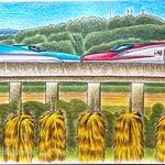 【描き鉄ポストカードギャラリー(15)】もこもこたちのウォッチング