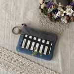 【訳ありsale】コインポーチ 北欧アンティークミモザブーケ スモークネイビー