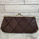 ハンドメイド オーストリッチの本革親子がま口長財布