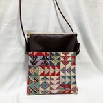 ゴブラン織×フェイクレザー スマホポシェット サコッシュ 裏地付き