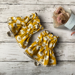 キッチンアームカバー 北欧ホワイトブルーム ヤマブキイロ