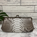 ハンドメイド ダイヤモンドパイソン本革親子がま口長財布