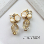 アンティークビーズ&ボタンリメイクピアス