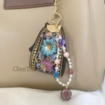 インド刺繍リボンのバッグチャーム/キーホルダー ブラック