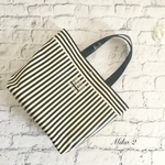 ラミネートトートバッグ(裏地無し) ロンドンストライプ 柄(ブラック×キナ)