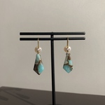 【一点もの】amazonite × copper K14GF pierce 淡水パールキャッチ付