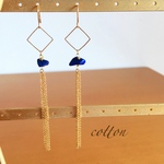 送料無料 ラピスラズリのタッセルイヤリング&ピアス