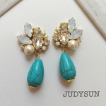 ビジューmix&ターコイズゆらゆらピアス