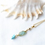 水色シーグラスとターコイズのネックレス・チョーカー