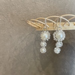 ビーズピアス フラワーピアス シルバー×パール