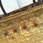 ゆらゆら可愛いビーズタッセル☆カゴバッグ☆巾着タイプ