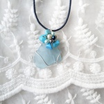 ブルーシーグラスとターコイズのネックレス(ビーズ)