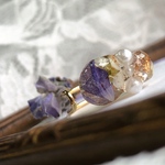 ラベンダーのお花とグレージュのイヤーカフ/ピンキーリング