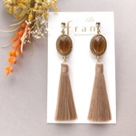 アンティーク タッセル col. マロンベージュ【ピアス/イヤリング】紅茶飴風 シンプル フリンジ