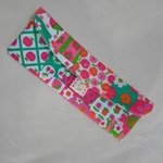 カトラリーケース パッチワーク風のカラフルな布とミントグリーンのコラボ