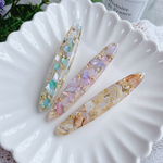 シェルのヘアクリップ オレンジ 夏アクセサリー ヘアアクセ 涼感 涼しい 大人可愛い きれい オレンジ