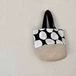 エコアンダリヤ×布のバッグ あんぱん柄ブラック