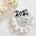 マタニティロゼット ギンガムチェック ピンク マタニティー チュール 名前ロゼット オーダー バックチャーム 妊婦 妊娠祝い