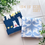 小さい手にちょうど良い 小さいハンカチ 動物柄ブルーセット 幼児用ハンカチ キッズハンカチ