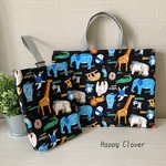 【在庫限定セール3,000円→2,480円】入園入学セット 2点セット レッスンバッグ 上履き袋 上靴入れ キルティング 動物 ライオン 男の子 入園準備 入学準備 絵本バッグ 入園祝い 入学祝い